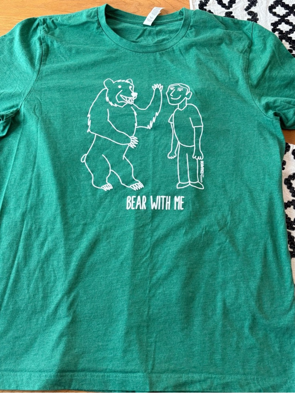 Bella Canvas Green Crewneck T-Shirt Autism Bear With Me Trent